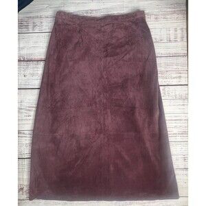 Jessica Holbrook 22W Suede Leather Maxi Skirt Slit Mauve Burgundy Lined